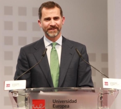 Su Alteza Real el Príncipe de Asturias durante su intervención en el "Laureate Summit on Youth & Jobs"